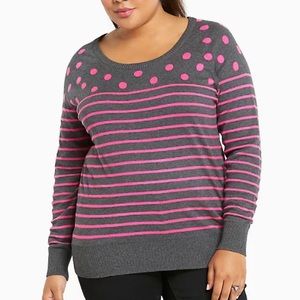 Torrid polka dot stripe sweater size 2 = 2X